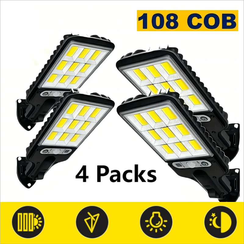 4 pc Solar Outdoor LED Wall Light