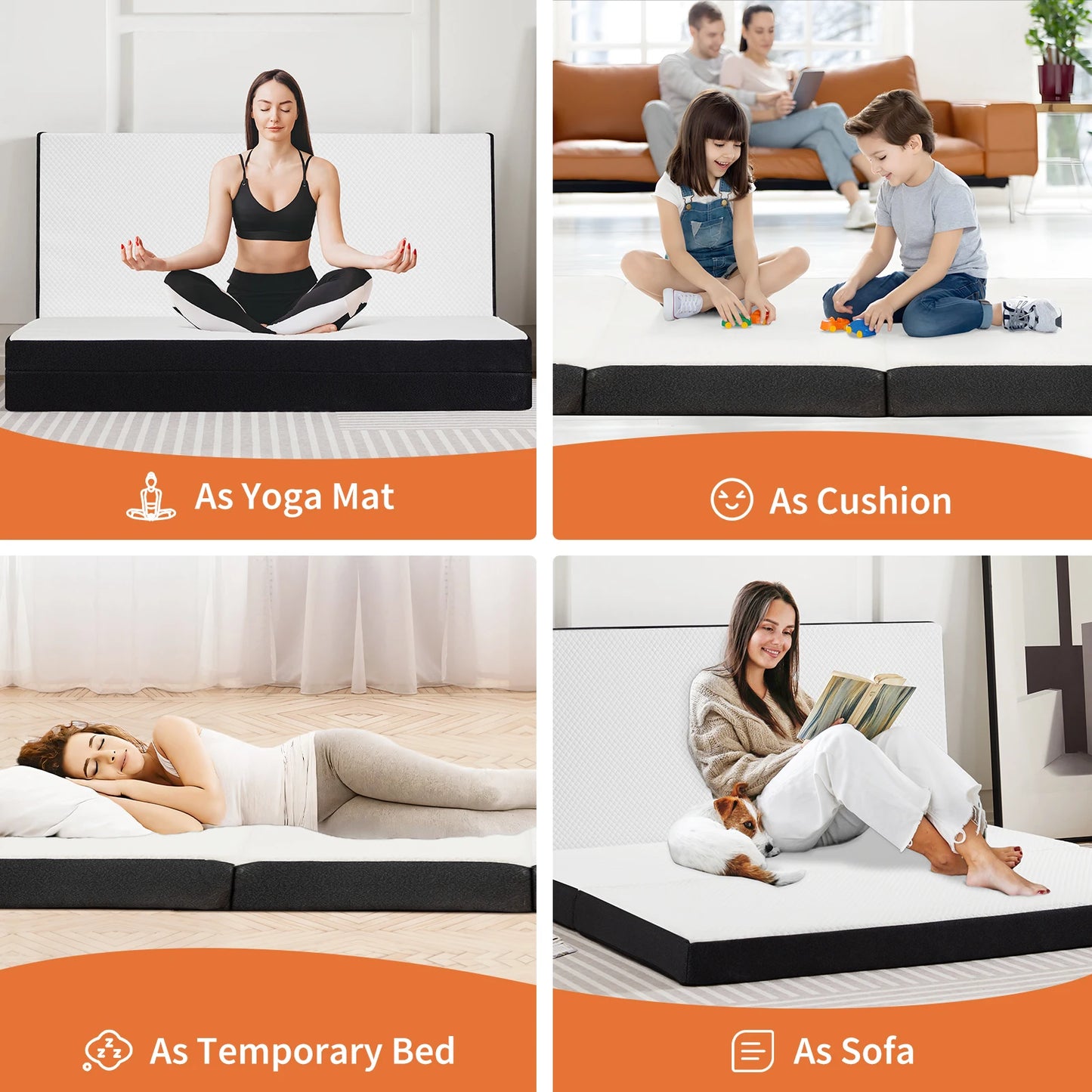 Tri-Fold Memory Foam Mattress with Collapsible and Washable Cover