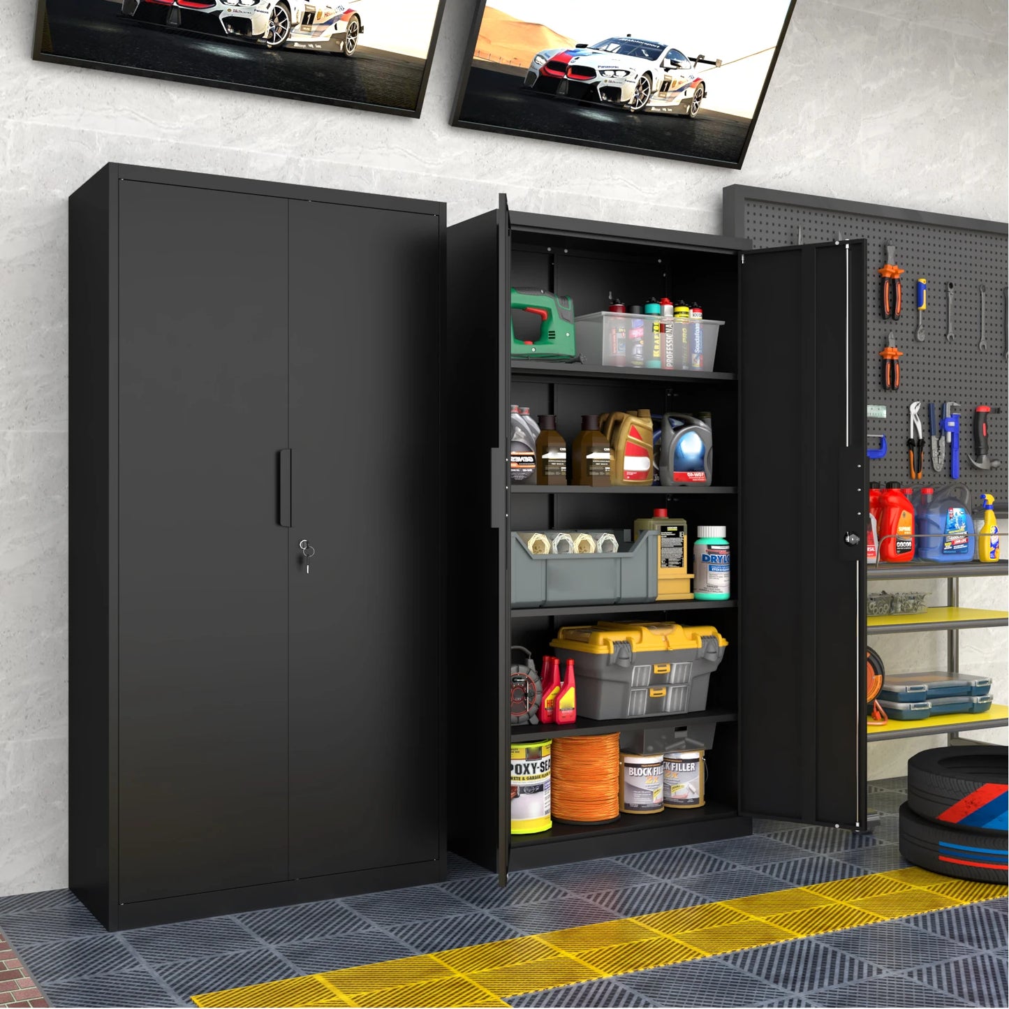 Metal File Cabinet for Garage 
Utility Cabinet with Adjustable Shelves