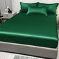 1 Simple Modern Satin Solid Color Fitted Sheet Ice Silk Bedspread