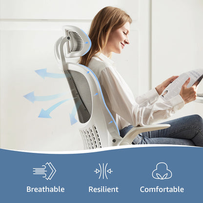 Mesh Ergonomic Office Computer Desk Chair with Flip-up Arms & Adjustable Headrests