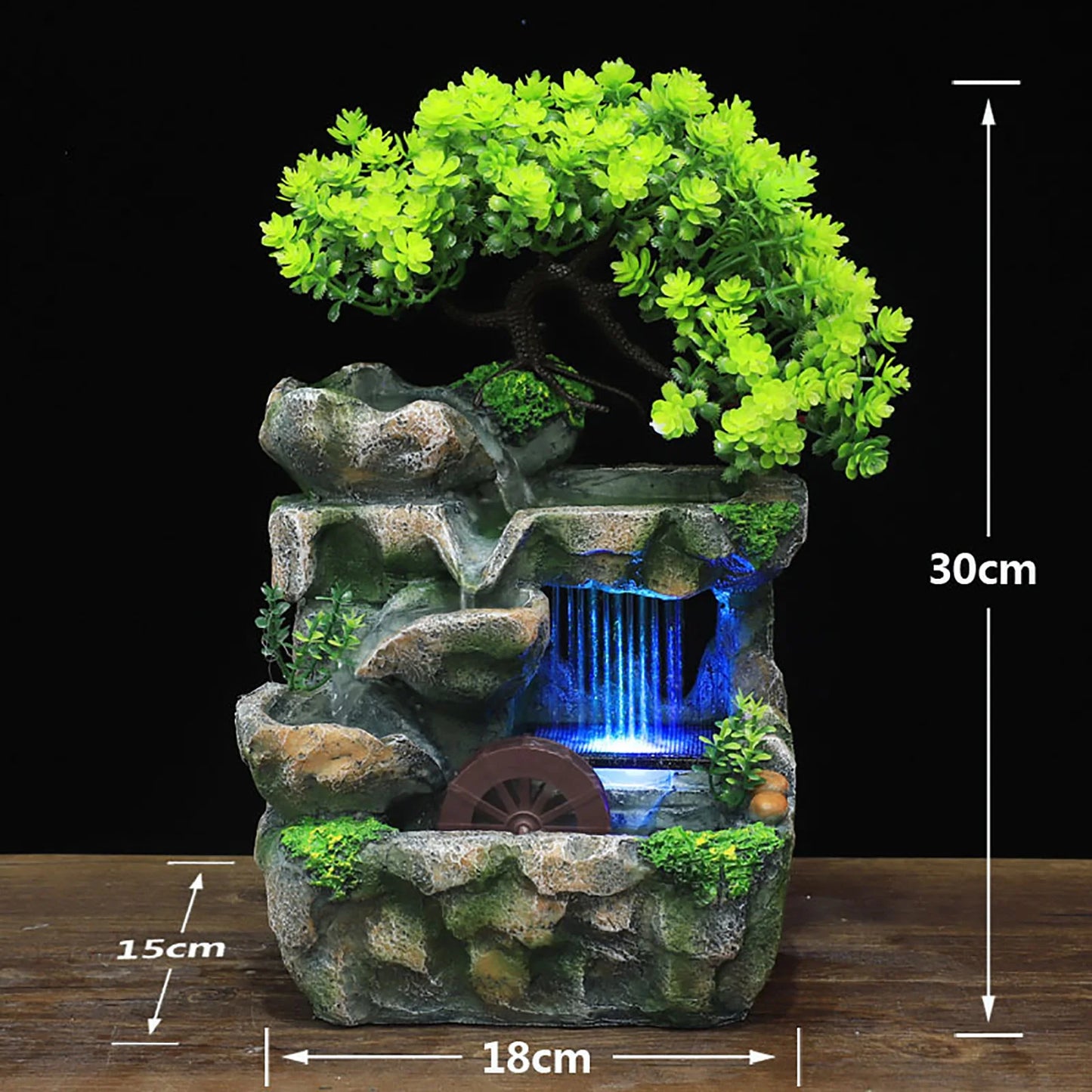 Indoor Room Fountain Waterfall with Color Changing LED Lighting