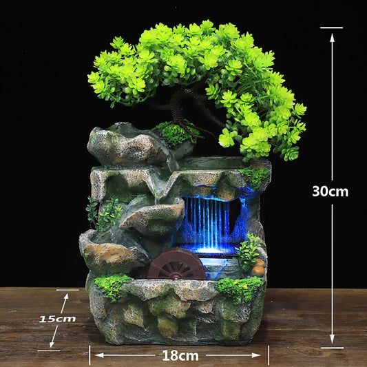 Indoor Room Fountain Waterfall with Color Changing LED Lighting