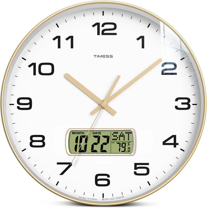 TIMESS Calendar Wall Clock,3 Sizes 4 Colors