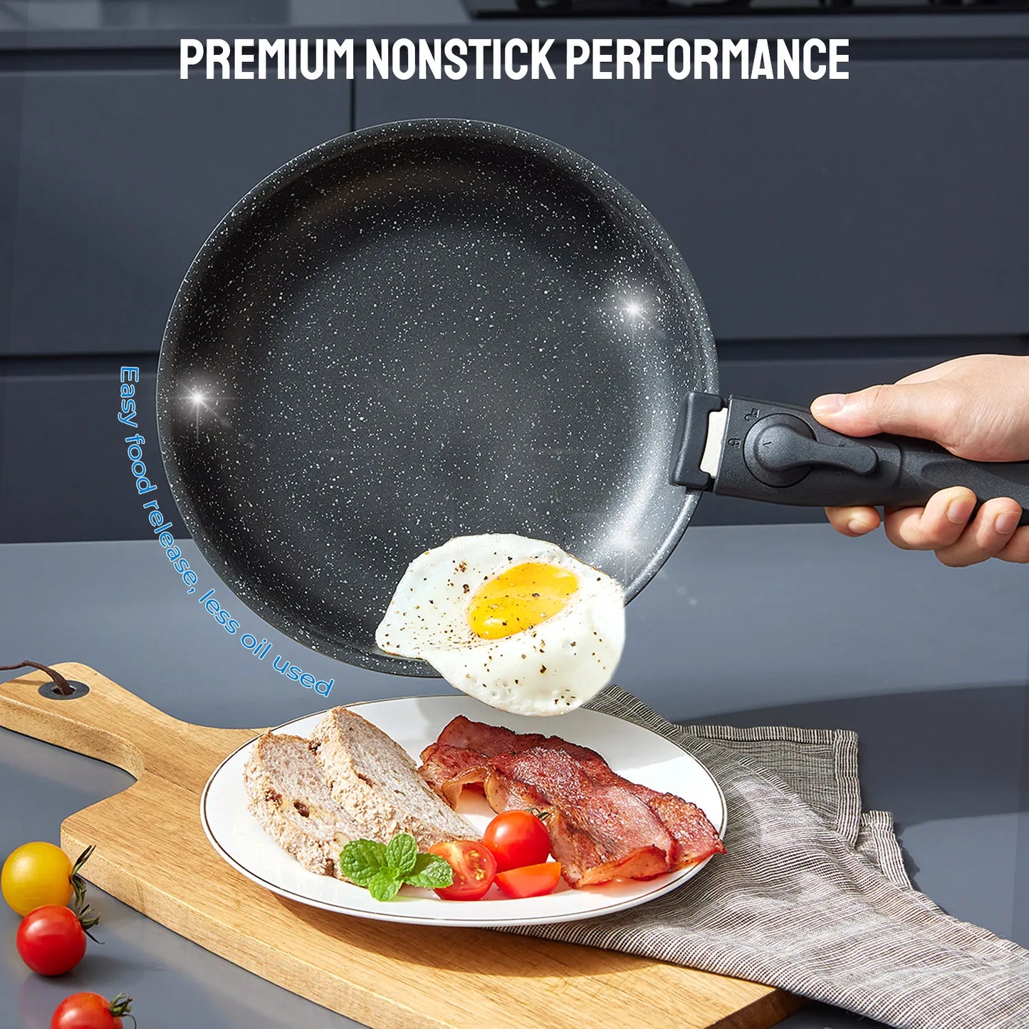 Induction Cookware Set 10 Pieces, Nonstick Pots and Pans Set with Removable Handles,