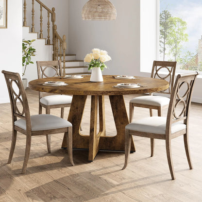 47-Inch Round Dining Table Large Wooden Kitchen Table For 4 to 6