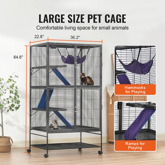 64.6" Rolling Metal Ferret Cage 4-Tier