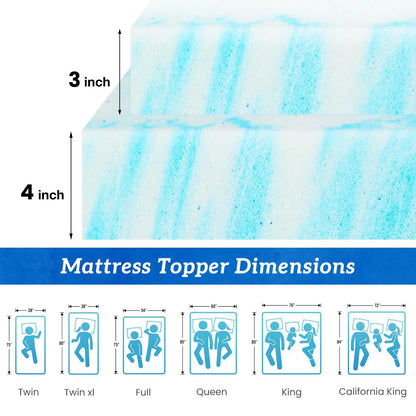 4 Inch Gel Memory Foam Mattress Topper Full Size Cooling Mattress School Bedroom
