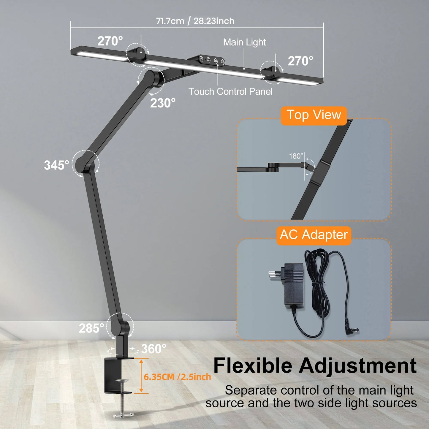 Three-head Desk Lamp With Memory Function