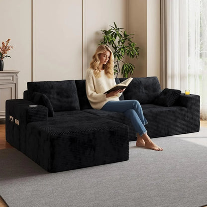 109" Boneless Couches for Living Room Modular Sectional Sofa with Oversized Chaise, L-Shape Cloud Couch with Deep, Customized