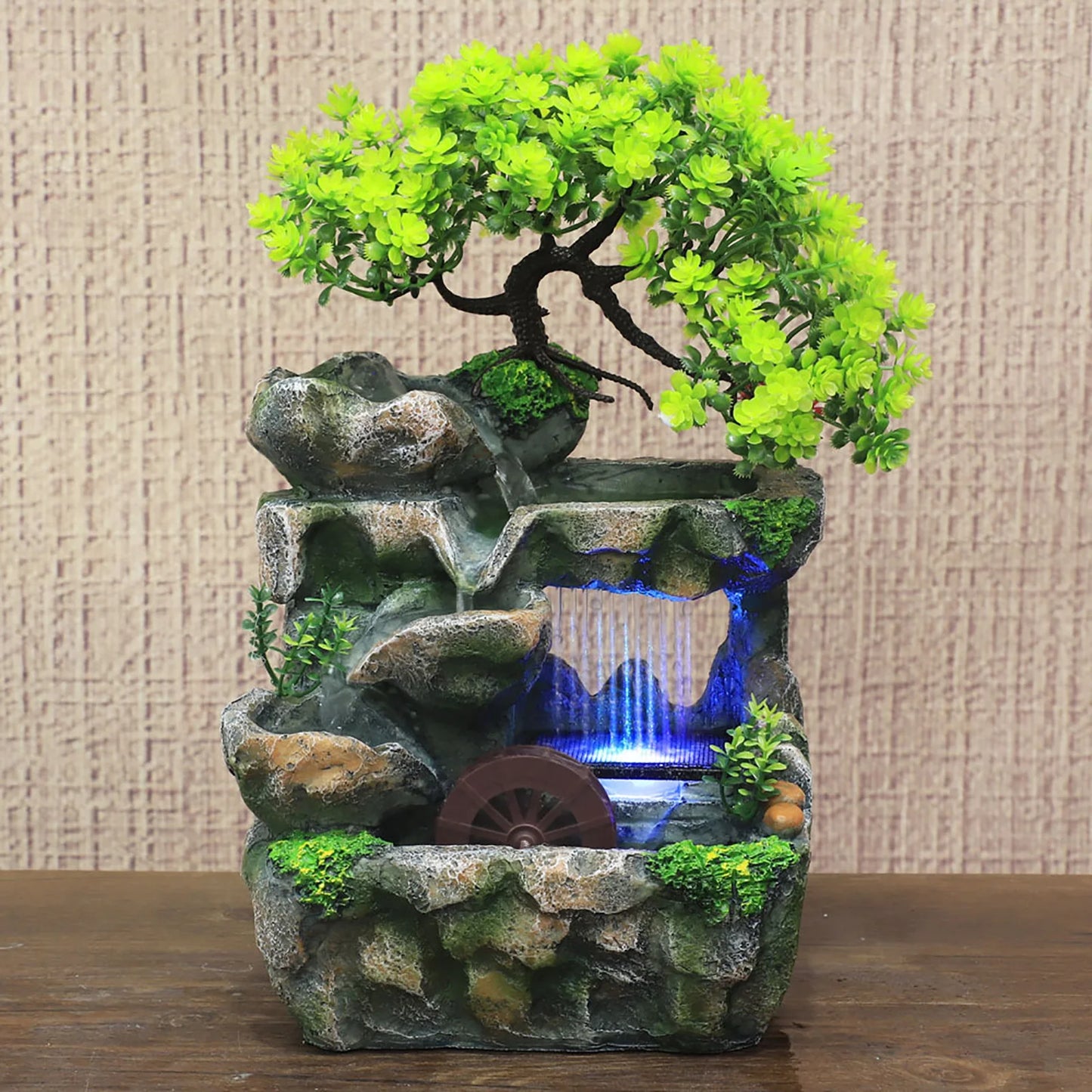 Indoor Room Fountain Waterfall with Color Changing LED Lighting