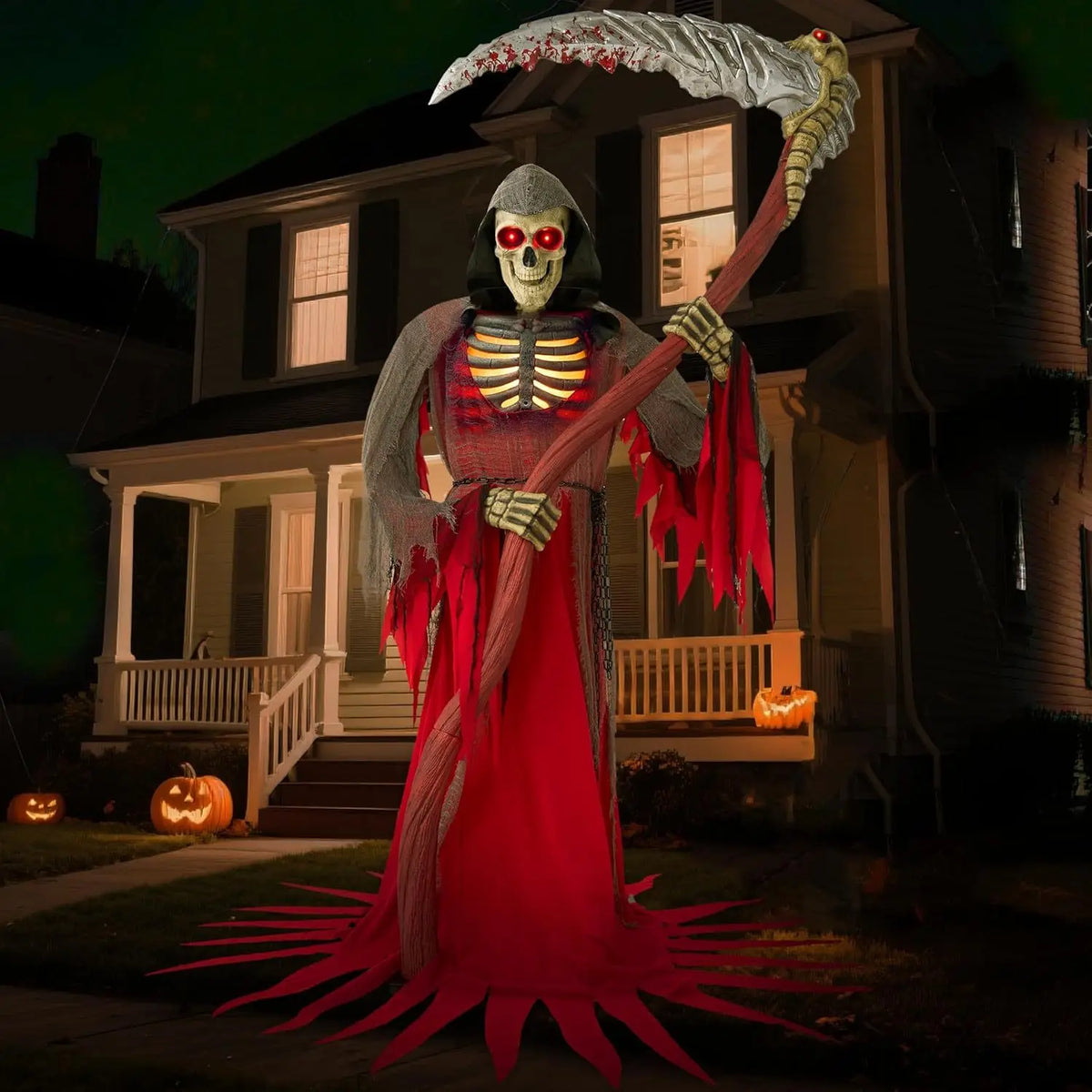 7Ft Halloween Animatronics Grim Reaper Decor Outdoor