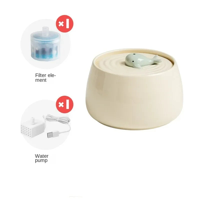 Ceramic Automatic Circulating Filtered Water Dispenser for Cats