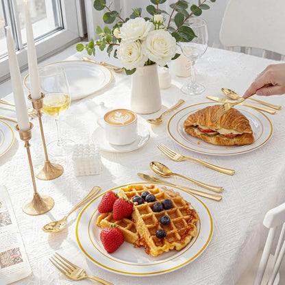 300-Piece Gold Plastic Silverware Set: Heavy Duty Disposable Cutlery