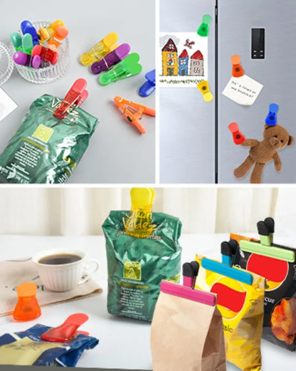 12 pcs Colorful Food Sealing Clips - Magnetic Closure for Snack Bag