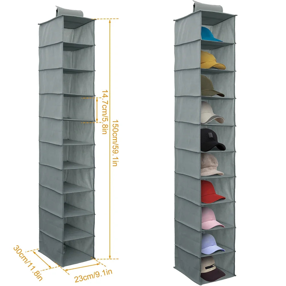 Hanging Shoe Organizer Non-woven Shoe Storage Shelf 10-Layer Foldable Hanging Shoe Rack Space Saving for Home Bedroom Closet