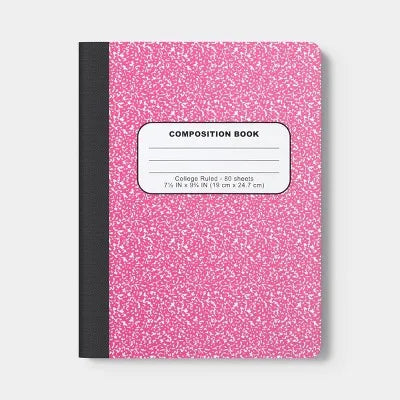 14 Pack College Rule Composition Book 7.5"X9.75" Poly Cover Pink - for School Office