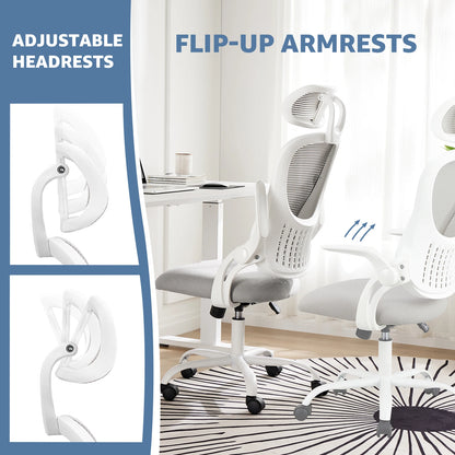 Mesh Ergonomic Office Computer Desk Chair with Flip-up Arms & Adjustable Headrests