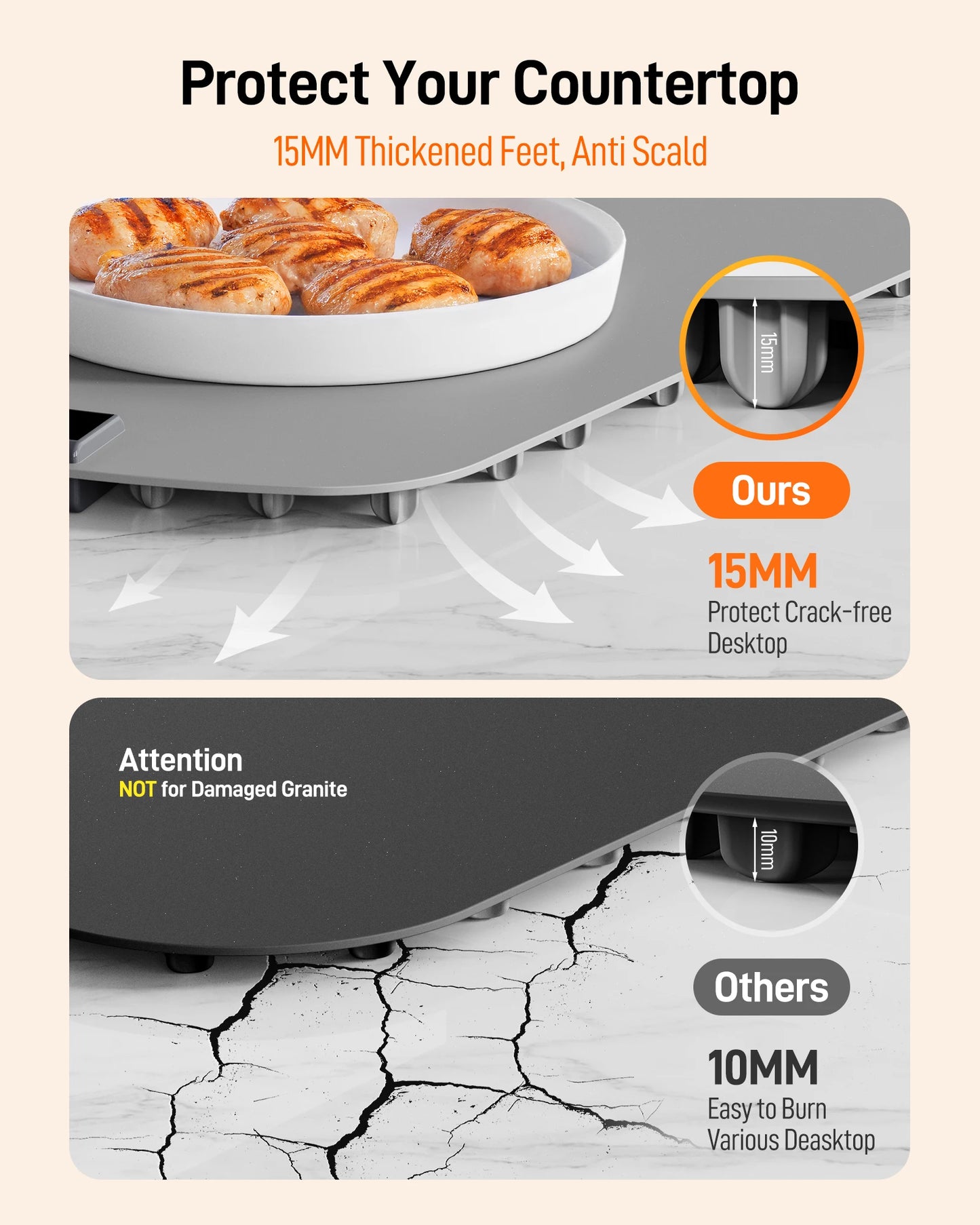 Electric Warming Tray with 8 Temp Setting Food Warmer Plate