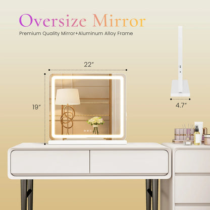 LED Vanity Mirror with  Dimmable 3 Color Lights