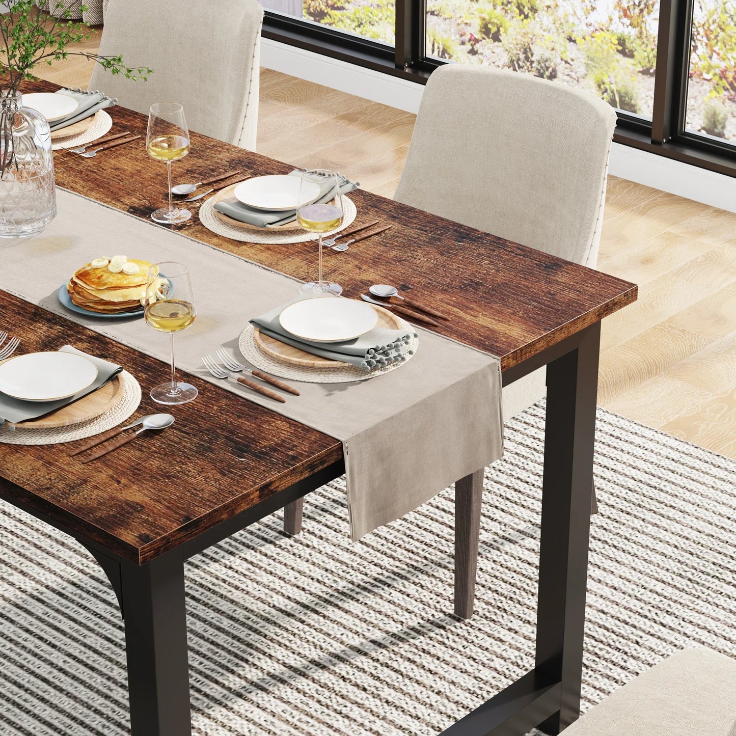 63"x31.5" Industrial Rectangular Kitchen Table for 6-8 Person