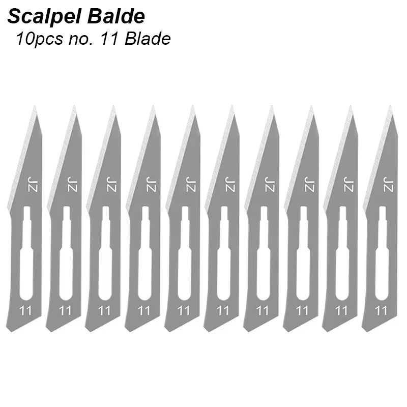 Scalpel Blade Set Metal Handle Stationery Steel Precision Craft Knife Cutter Wood Carve Stencil Box Open DIY Surgical Tool