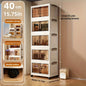 4/5-Tier Heavy-Duty Plastic Foldable & Stackable Wheeled Shelving Unit