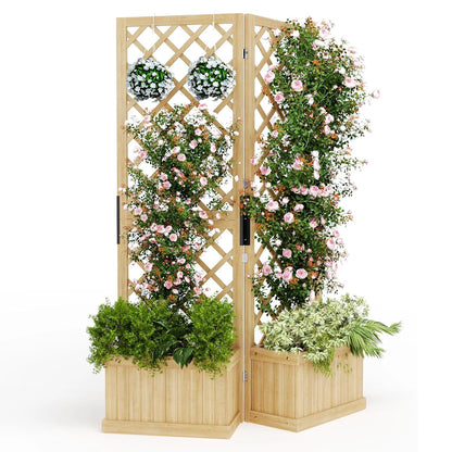 41"x10"x65" Freestanding Privacy Fence with Planter Box & Trellis