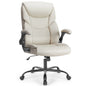 Ergonomic PU Leather Padded Chair Swivel Wheel With Lumbar Support