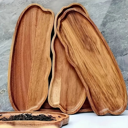 Japanese Style Acacia Wood Tray Rectangular Serving Plate Heat Resistant