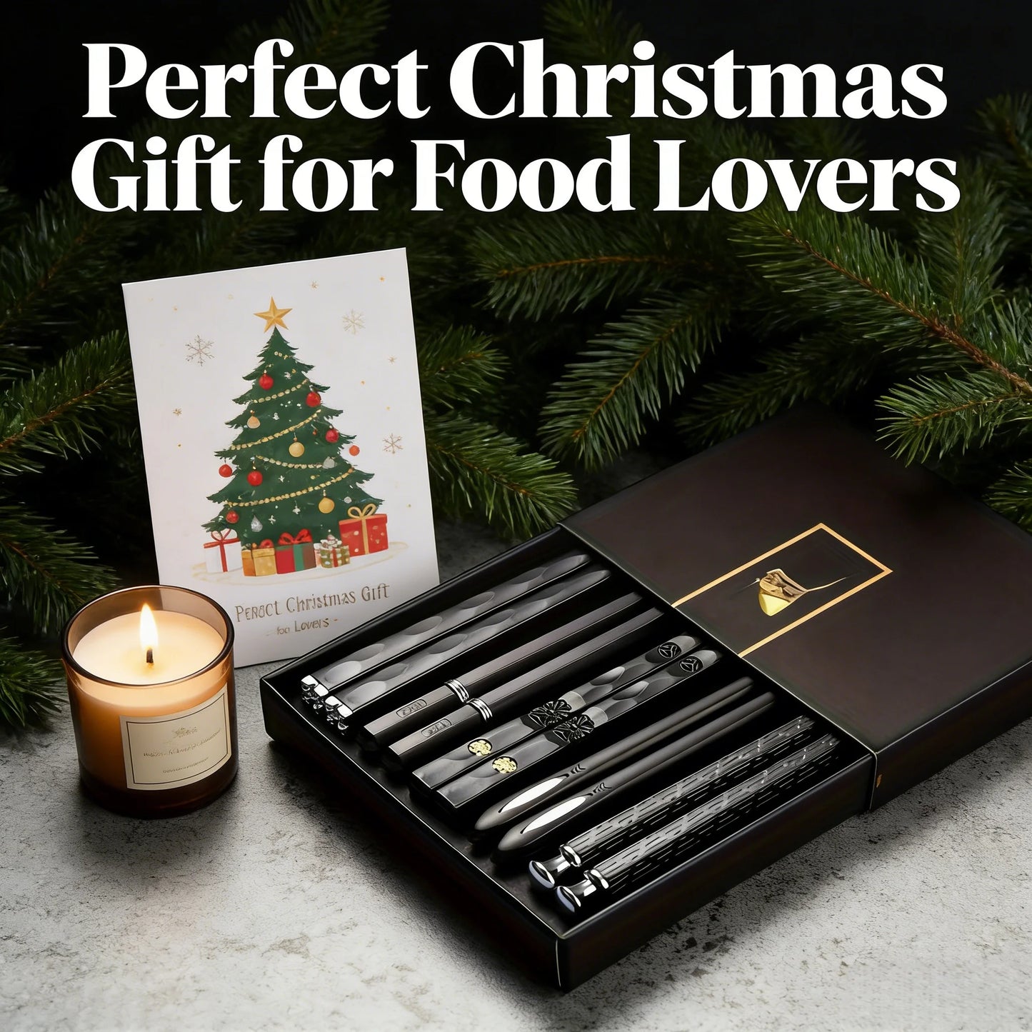 5-Pair Set Black Alloy Chopsticks Durable & Dishwasher Safe