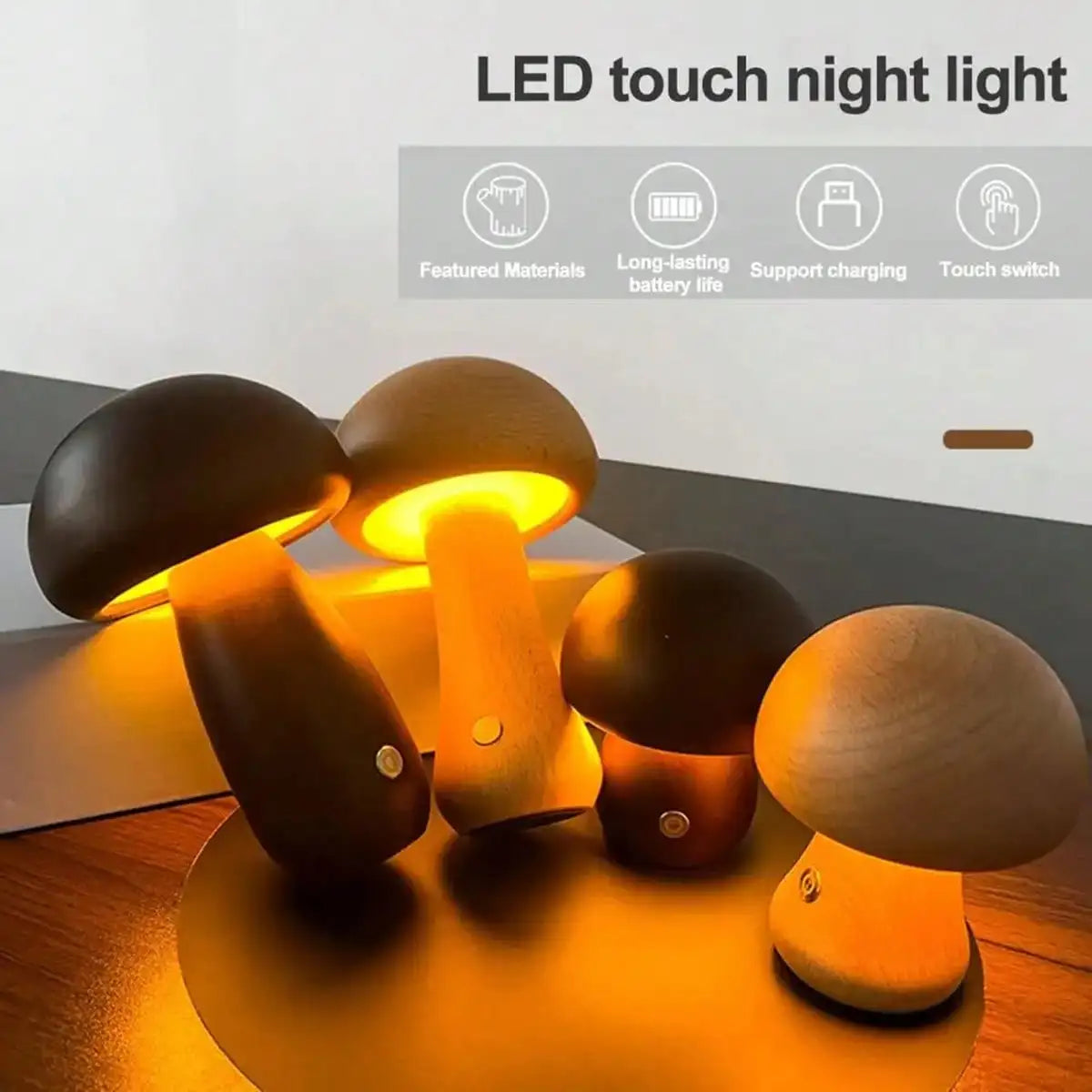 1pc Dimmable LED Mushroom Table Lamp
