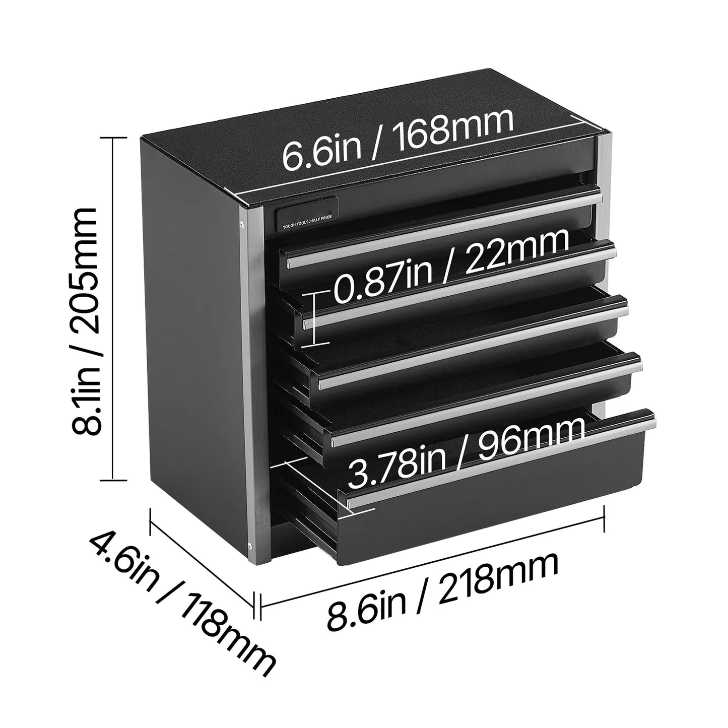 5-Drawer 8.6in Portable Metal Tool Box Red/Black