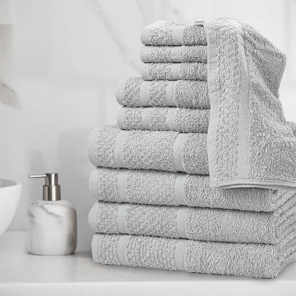 10 Piece Cotton Towel Set Soft Absorbent Bath Towels Quick Dry