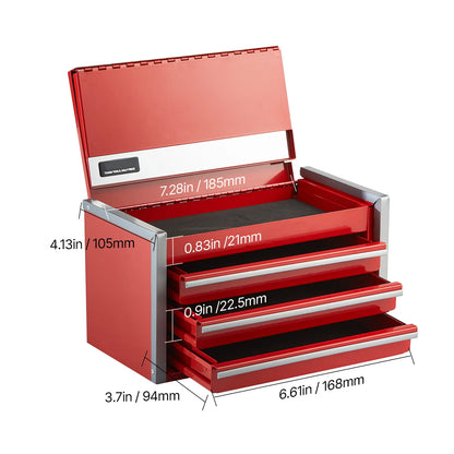 8.6in 3 Drawers Portable Metal Tool Box