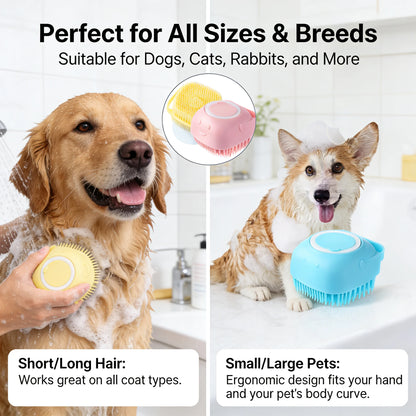 2-In-1 Pet Bath & Massage Brush With Shampoo Storage