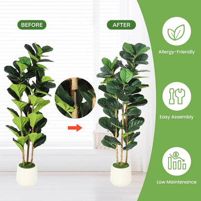 5/6/7 FT Artificial Fiddle Leaf Fig Tree with Pot