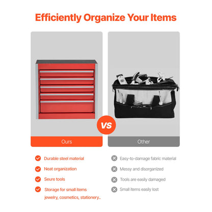 5-Drawer 8.6in Portable Metal Tool Box Red/Black