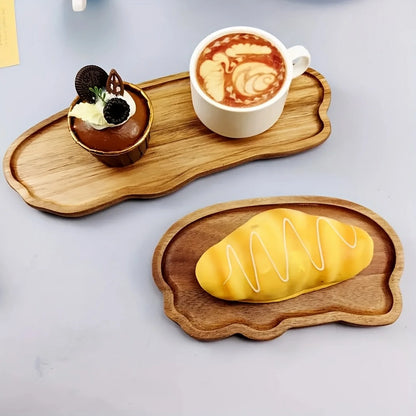 Japanese Style Acacia Wood Tray Rectangular Serving Plate Heat Resistant