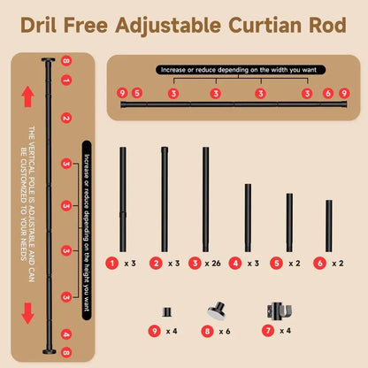 Divider for Room Separation  W, Curtain Rods No Drilling