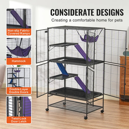 64.6" Rolling Metal Ferret Cage 4-Tier