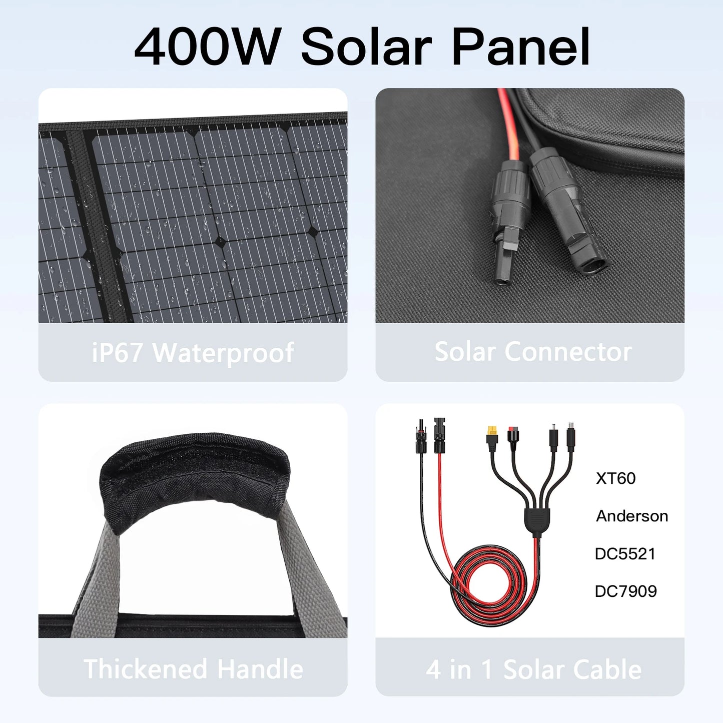 400W 220W 110W Lightweight Portable Solar Panel
