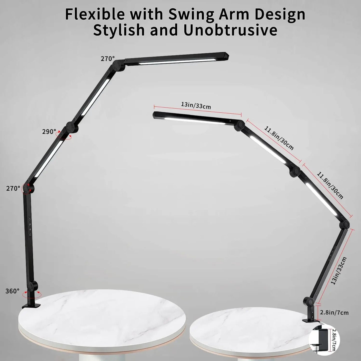 LED Desk Lamp with Clamp Flexible 4 part arm