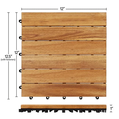 108PCS Acacia Wood Interlocking Flooring Tiles