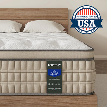 12 Inch Full/King Queen Hybrid Gel Memory Foam Mattress with Breathable Fabric