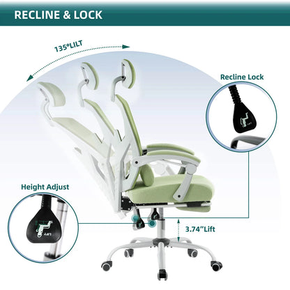Ergonomic Reclining High Back Mesh Chair Lumbar Support Pillow