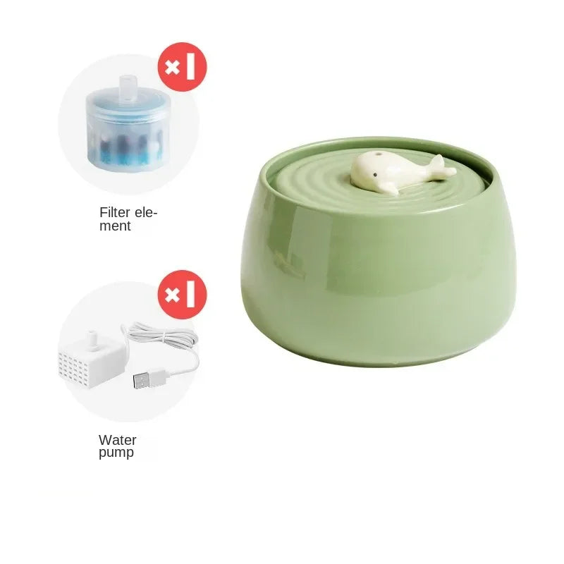 Ceramic Automatic Circulating Filtered Water Dispenser for Cats