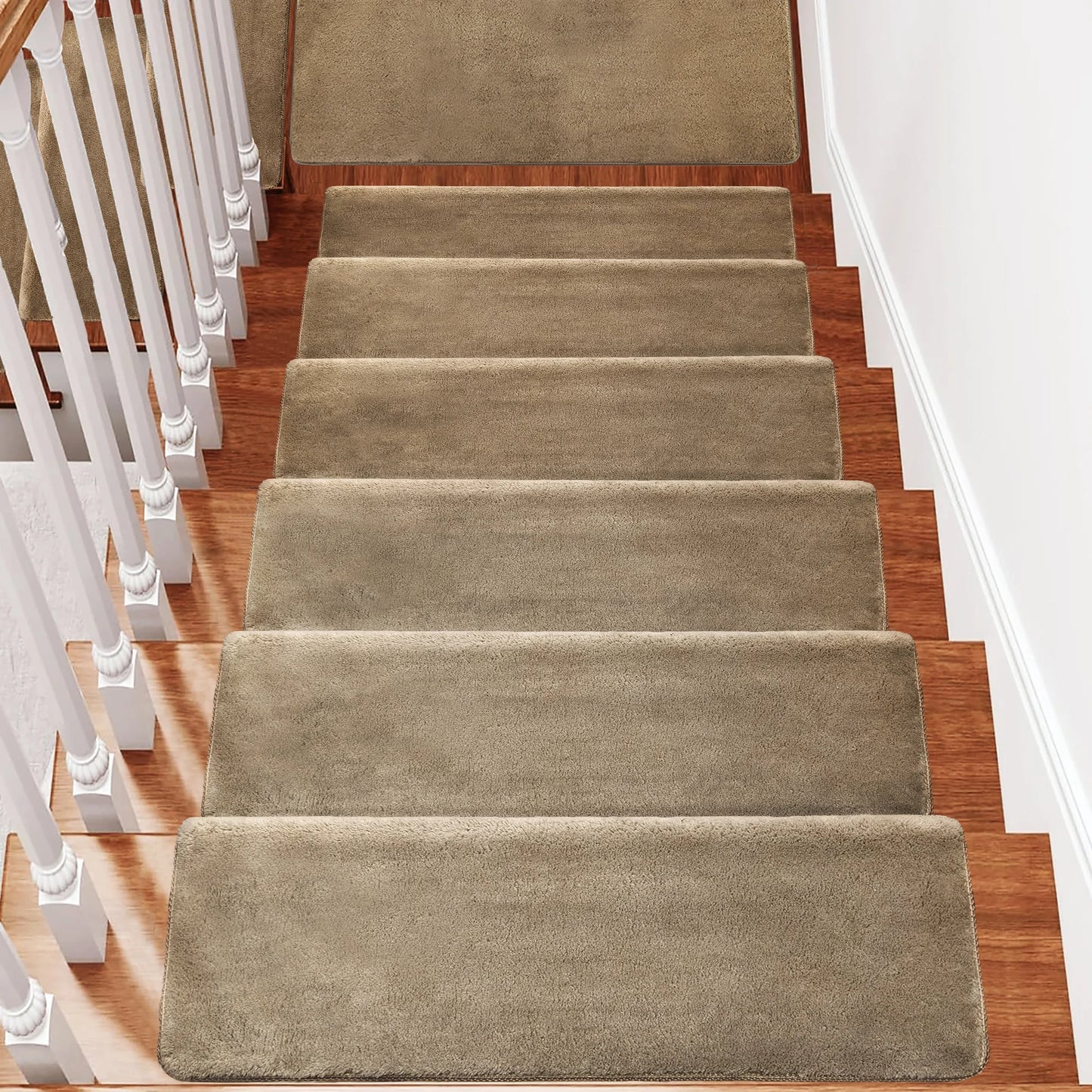 Bullnose Non-Slip Stair Treads -Ultra Plush- Washable Self-Adhesive