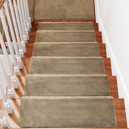 Bullnose Non-Slip Stair Treads -Ultra Plush- Washable Self-Adhesive