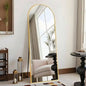 Arched Full Length Mirror Floor or Wall Mounted Gold 59x16.2 Inch